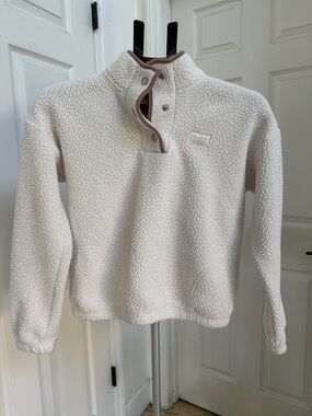 Abercrombie Kids Cream Sherpa Henley Pullover Sweater in Size 13/14